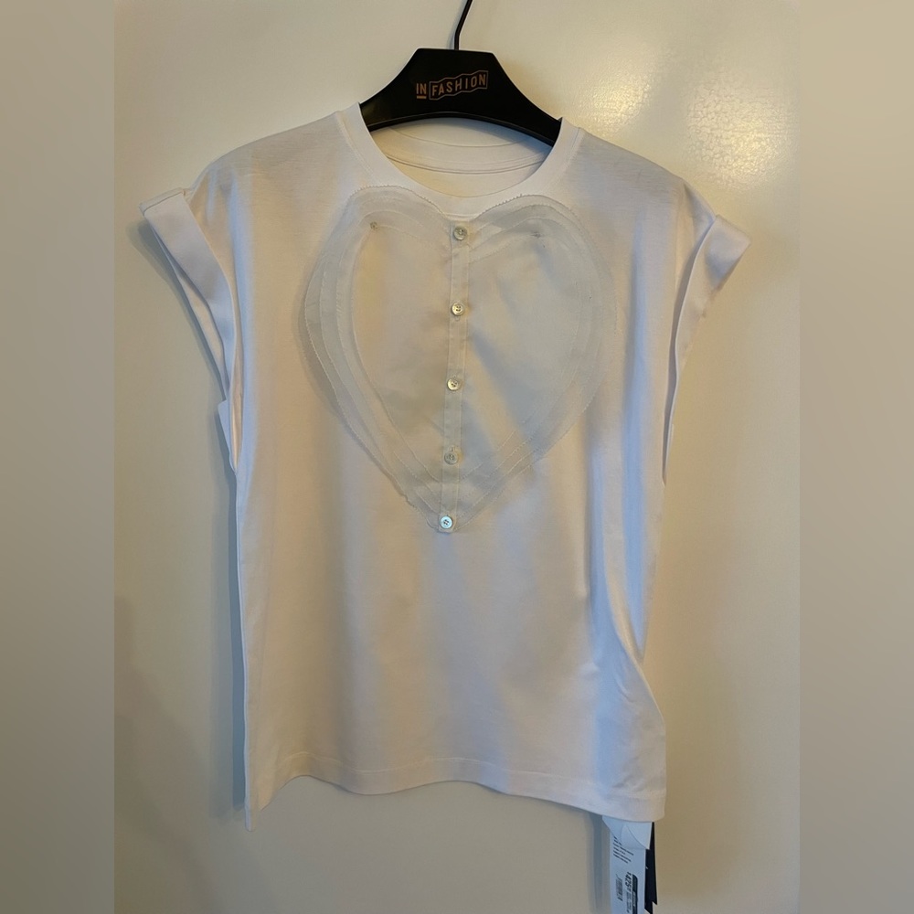 White Cotton Shirt w/ Silk Heart Design